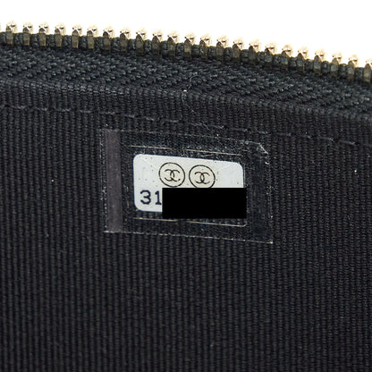 Chanel Top Handle Long Vanity With Chain Lambskin Black L