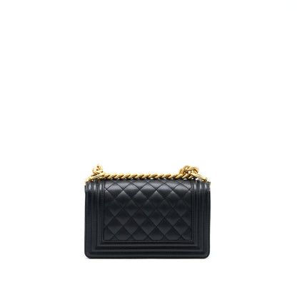 Chanel Small Boy Bag Caviar Black With Brushed (Microchip)