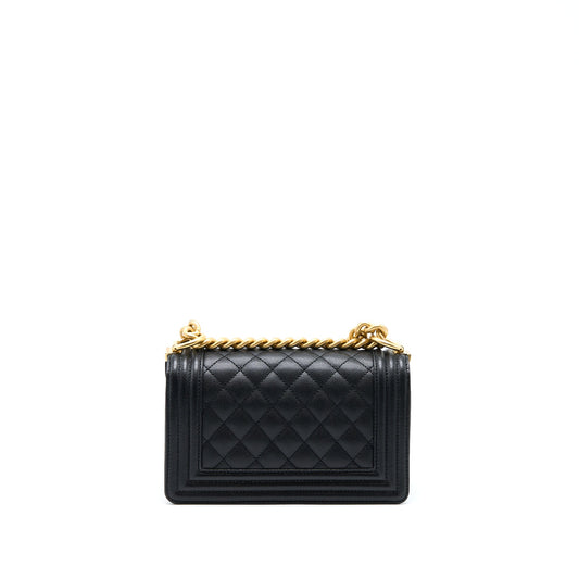 Chanel Small Boy Bag Caviar Black With Brushed (Microchip)