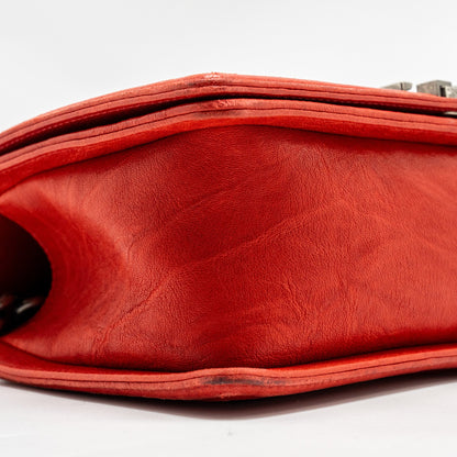 Chanel Medium Boy bag lambskin red ruthenium