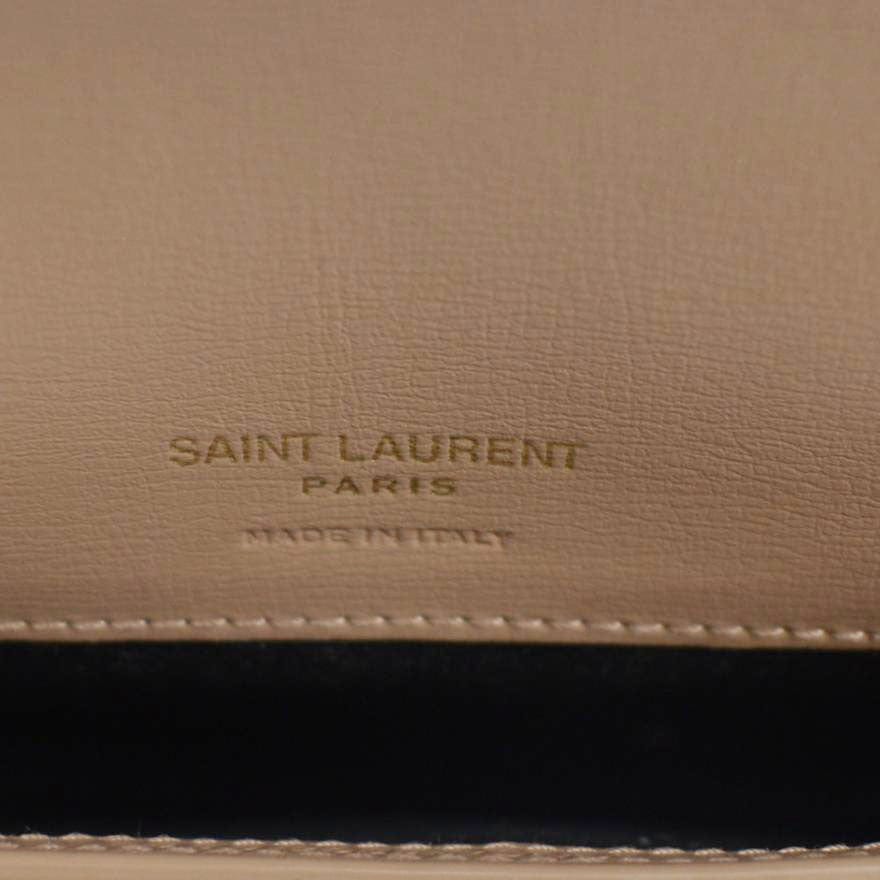YVES SAINT LAURENT Cassandre Phone Holder Leather Shoulder Bag Dark Beige