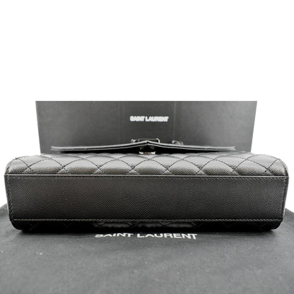 YVES SAINT LAURENT Small Envelope Matelassé Leather Shoulder Bag Black