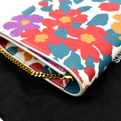 YVES SAINT LAURENT Floral Print Leather Shoulder Bag Multicolor