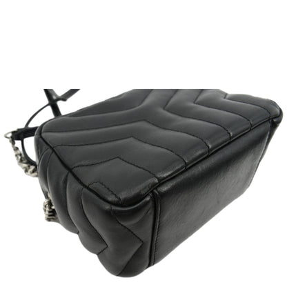 YVES SAINT LAURENT Y Mini Quilted Calfskin Leather Camera Bag Black