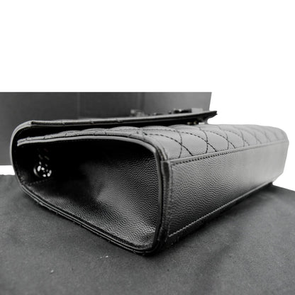 YVES SAINT LAURENT Small Envelope Matelassé Leather Shoulder Bag Black