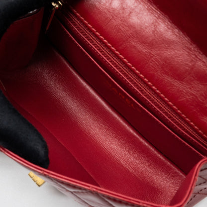 Chanel mini 2.55 reissue flap bag aged calfskin red