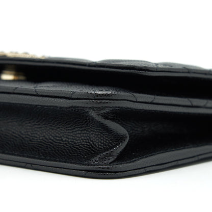 Chanel 22S Detail CC Logo Wallet On Chain Caviar Black L
