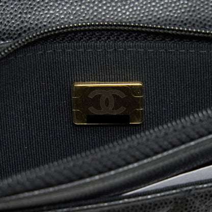 Chanel 22S Detail CC Logo Wallet On Chain Caviar Black L