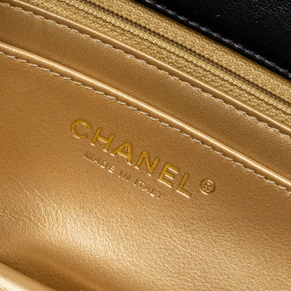 CHANEL PEARL CRUSH MINI RECTANGULAR LAMBSKIN BLACK BRUSHED  (MICROCHIP)