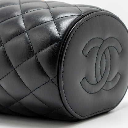 CHANEL Afternoon Tea Top Handle Vanity Case With Chain Lambskin Black  (Microchip)