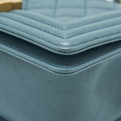 Chanel Small Boy Bag Caviar Greyish Blue Brushed
