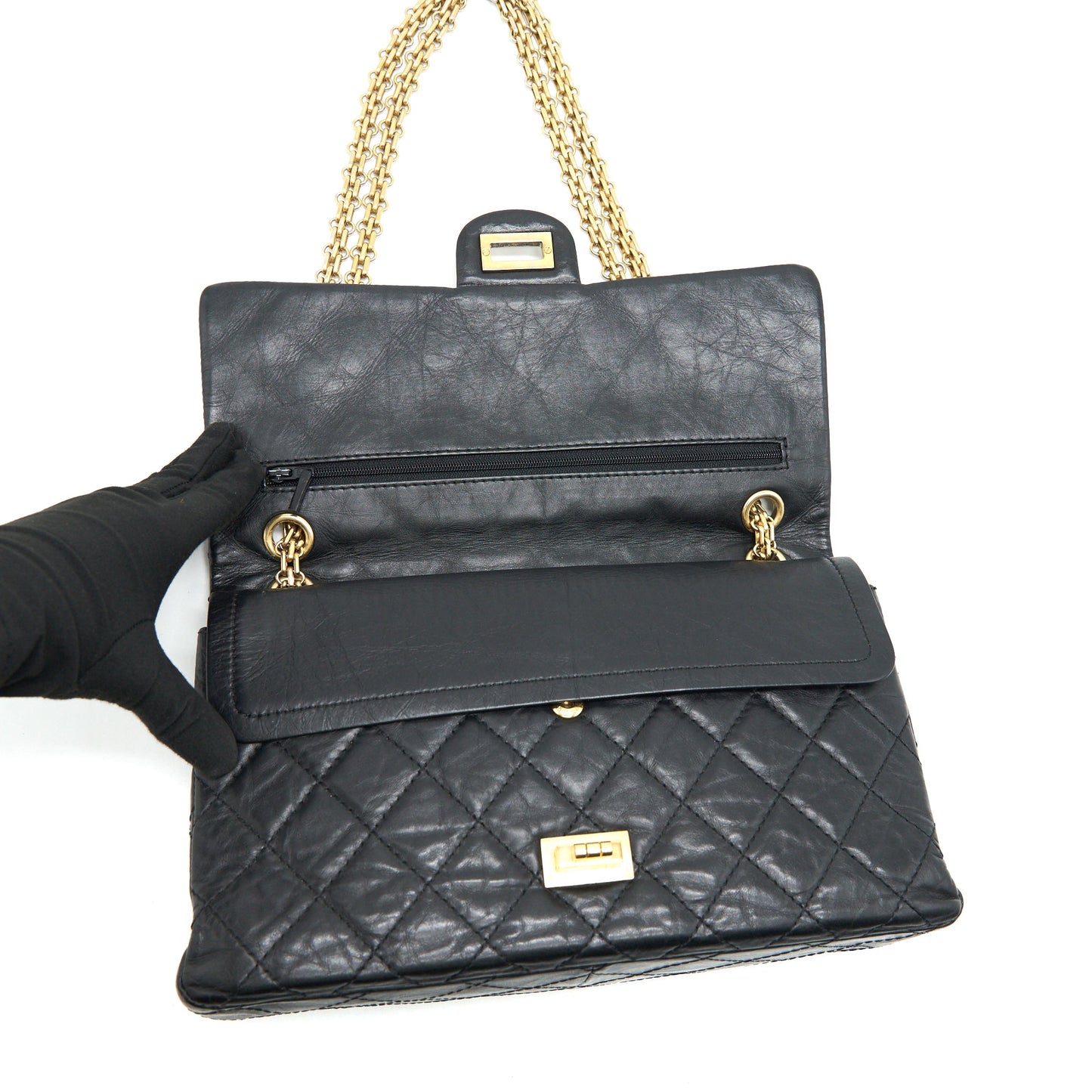 CHANEL 2.55 226 Reissue Flap Bag Aged Calfskin in Black