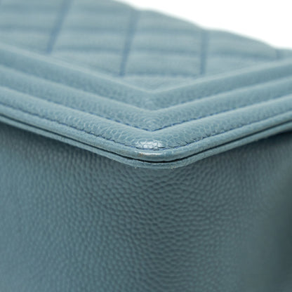 Chanel Small Boy Bag Caviar Greyish Blue Brushed
