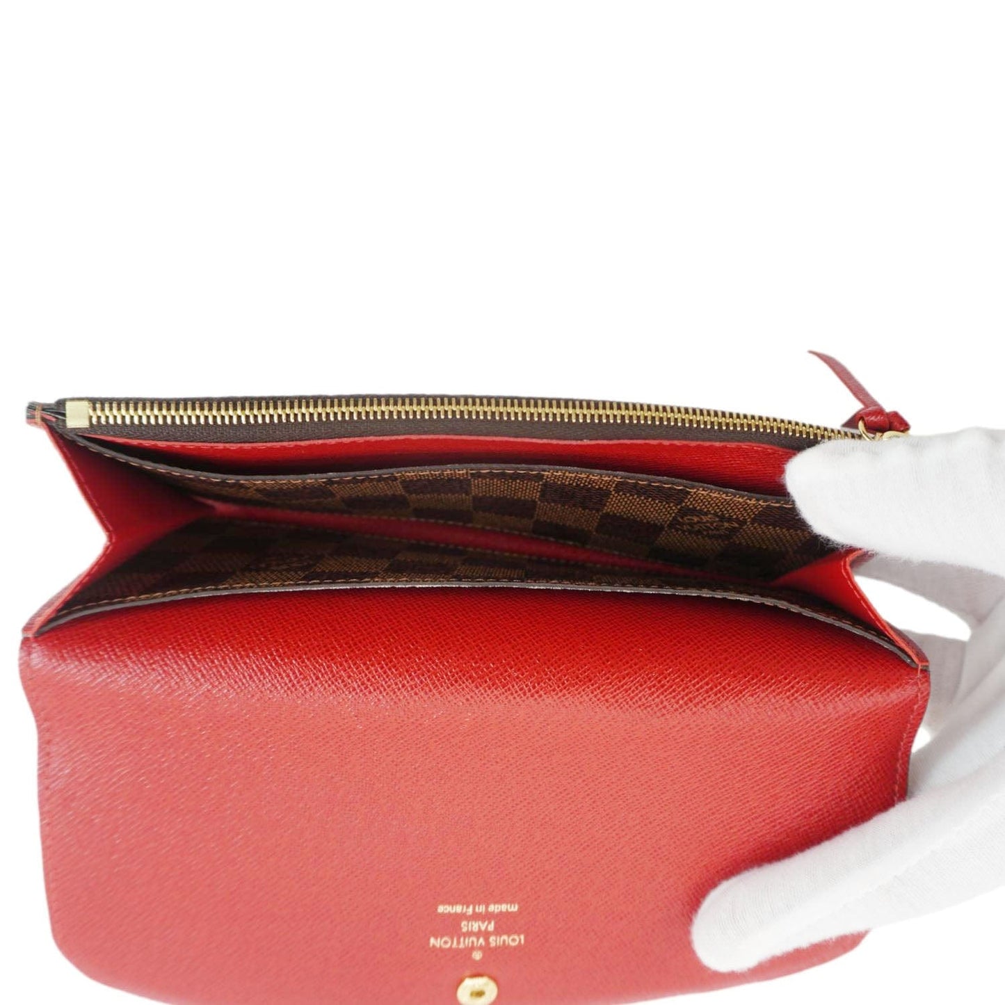 LOUIS VUITTON Emilie Damier Ebene Wallet Brown
