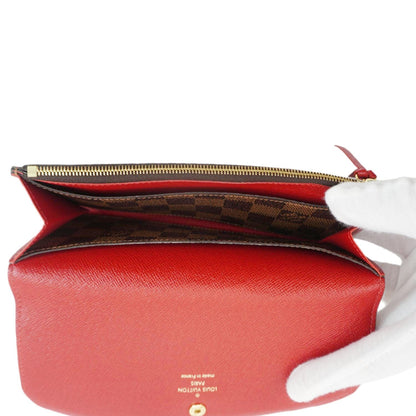 LOUIS VUITTON Emilie Damier Ebene Wallet Brown