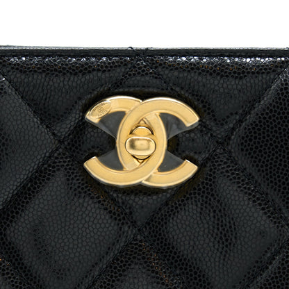 Chanel 22A Twist Your Buttons Hobo Shoulder Bag Caviar Black
