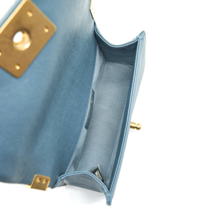 Chanel Small Boy Bag Caviar Greyish Blue Brushed