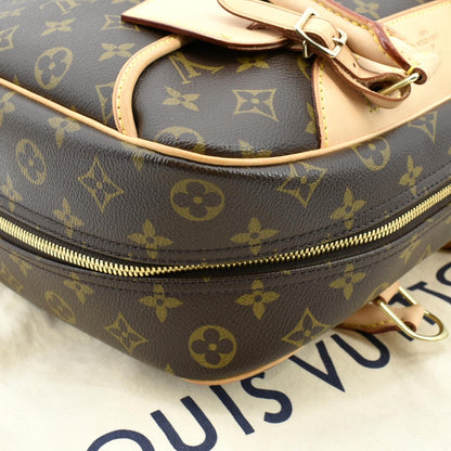 LOUIS VUITTON Deauville Boston Monogram Canvas Satchel Bag Brown