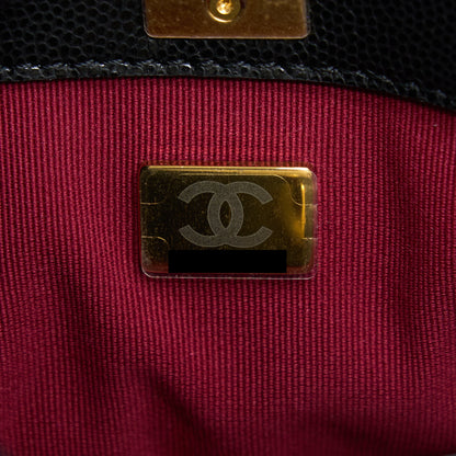 Chanel 22A Twist Your Buttons Hobo Shoulder Bag Caviar Black