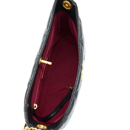 Chanel 22A Twist Your Buttons Hobo Shoulder Bag Caviar Black
