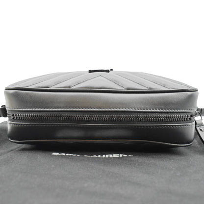 YVES SAINT LAURENT Lou Chevron Leather Camera Crossbody Bag Black
