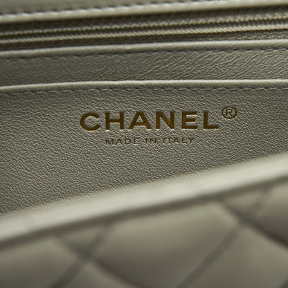 Chanel 22C Mini Square Flap Bag Lambskin Light Grey L