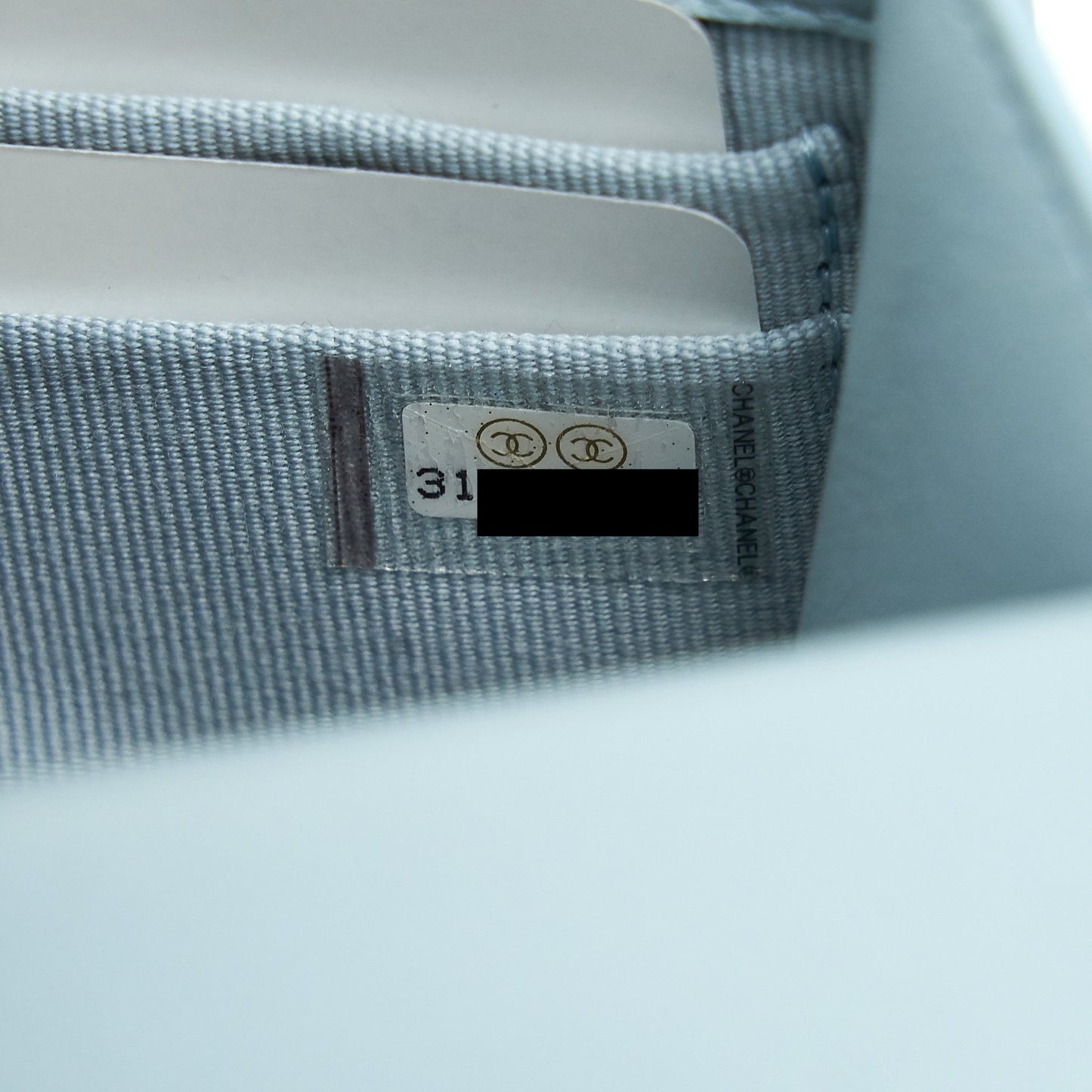 Chanel 22P top Handle Mini Vanity on Chain Lambskin light blue L
