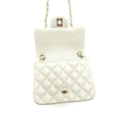 Chanel 22C Mini Square Flap Bag Lambskin Light Grey L