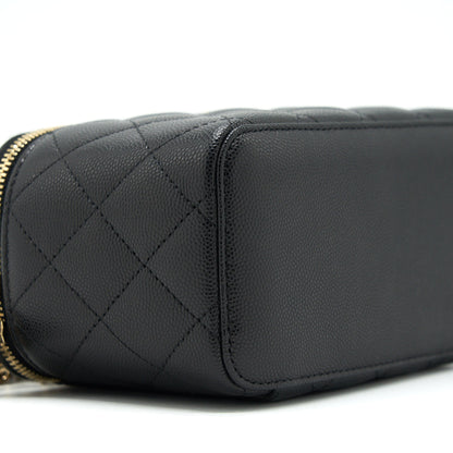 Chanel Caviar Long Vanity With Chain Caviar Black L