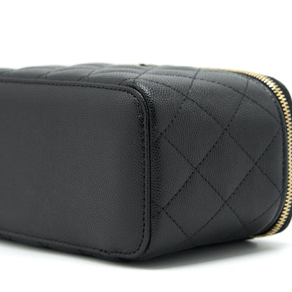 Chanel Caviar Long Vanity With Chain Caviar Black L