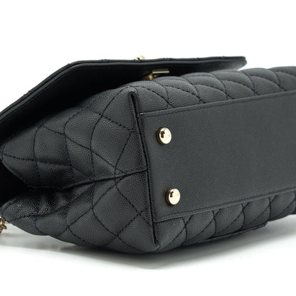 Chanel 22P Small Coco Handle Caviar Black L