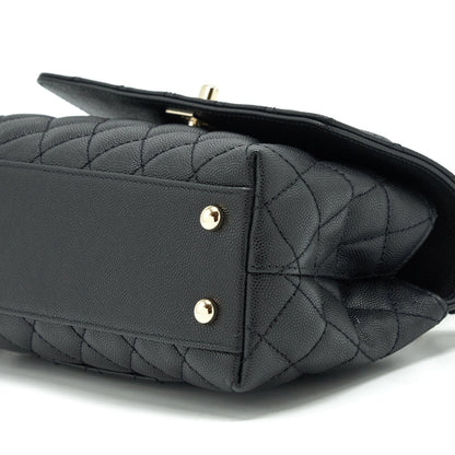 Chanel 22P Small Coco Handle Caviar Black L