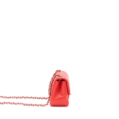 Chanel Mini Square Flap Bag Lambskin Orange Red