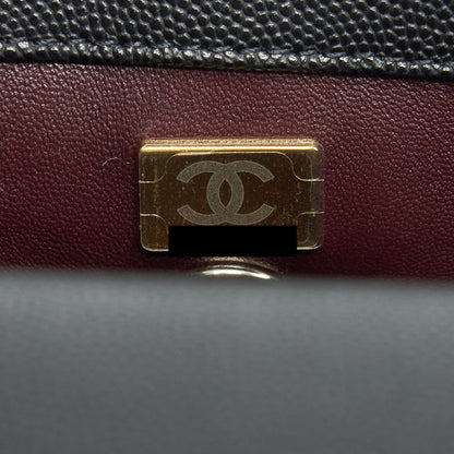 Chanel 22P Small Coco Handle Caviar Black L