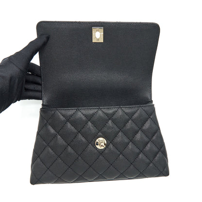 Chanel 22P Small Coco Handle Caviar Black L