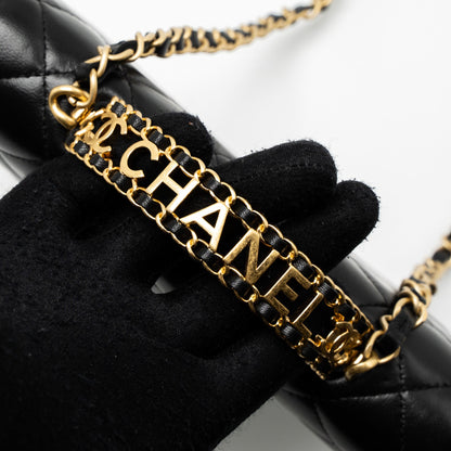 Chanel Detail Top Handle Wallet On Chain Lambskin Black Brushed  (Microchip)