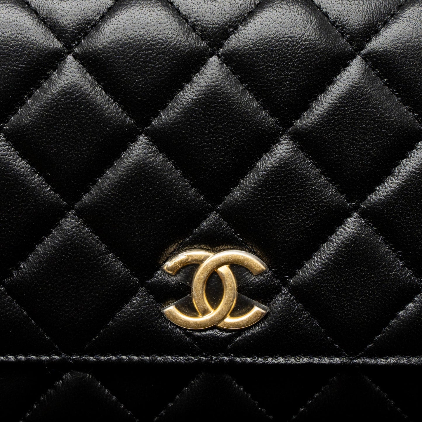 Chanel Detail Top Handle Wallet On Chain Lambskin Black Brushed  (Microchip)