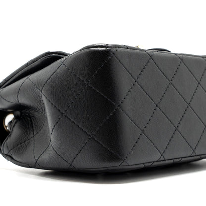 Chanel Mini Square Flap Bag Lambskin Black  (Microchip)