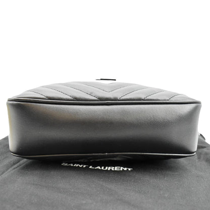 YVES SAINT LAURENT Lou Chevron Leather Camera Crossbody Bag Black