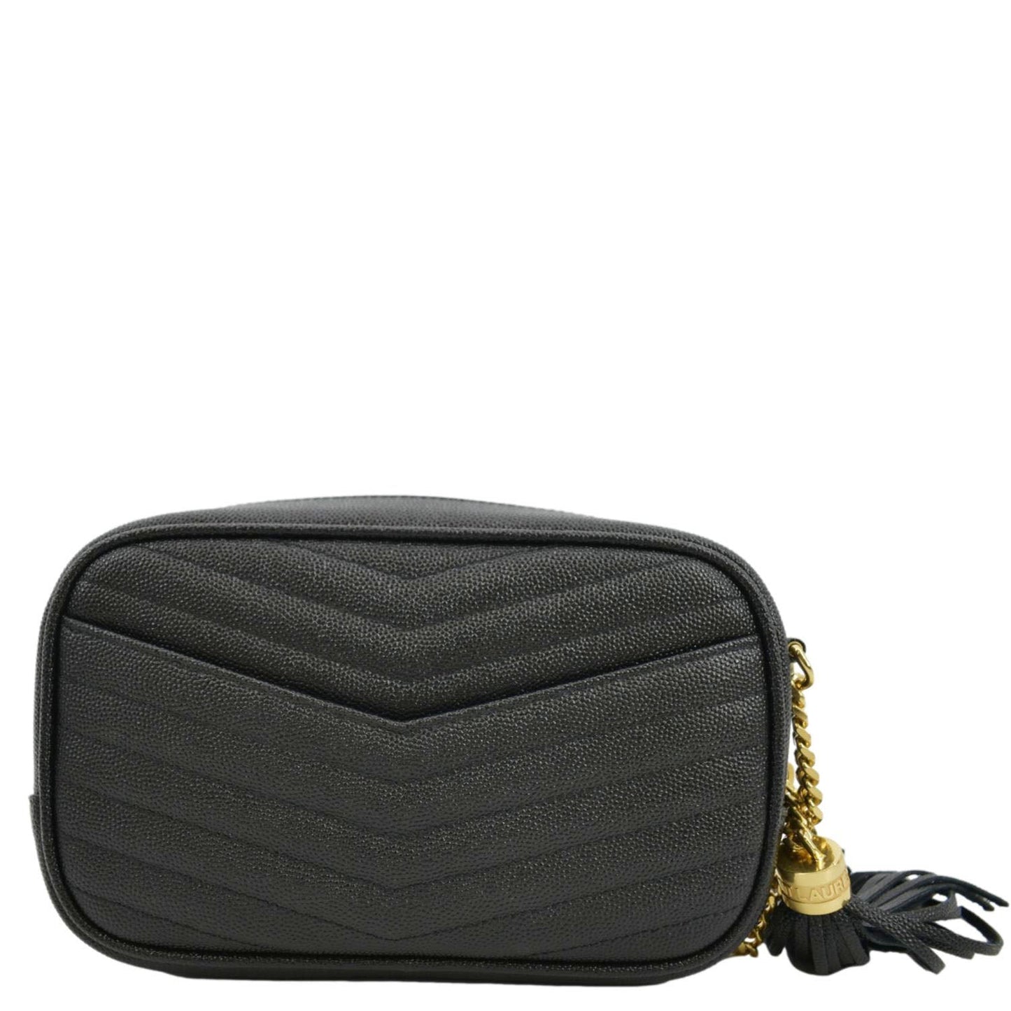 YVES SAINT LAURENT Lou Chevron Leather Camera Crossbody Bag Black