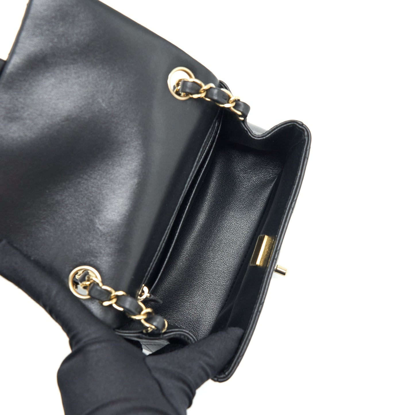 Chanel Mini Square Flap Bag Lambskin Black L
