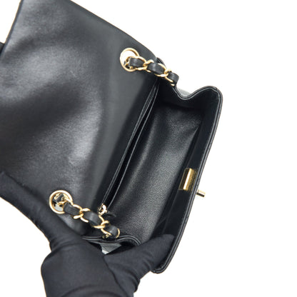 Chanel Mini Square Flap Bag Lambskin Black L
