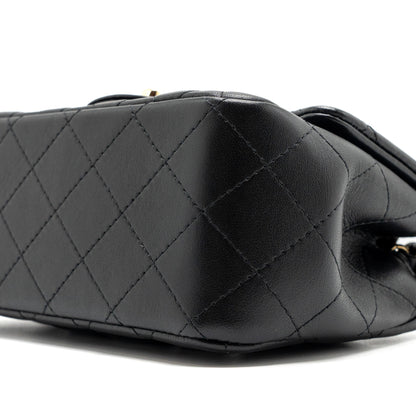 Chanel Mini Square Flap Bag Lambskin Black  (Microchip)