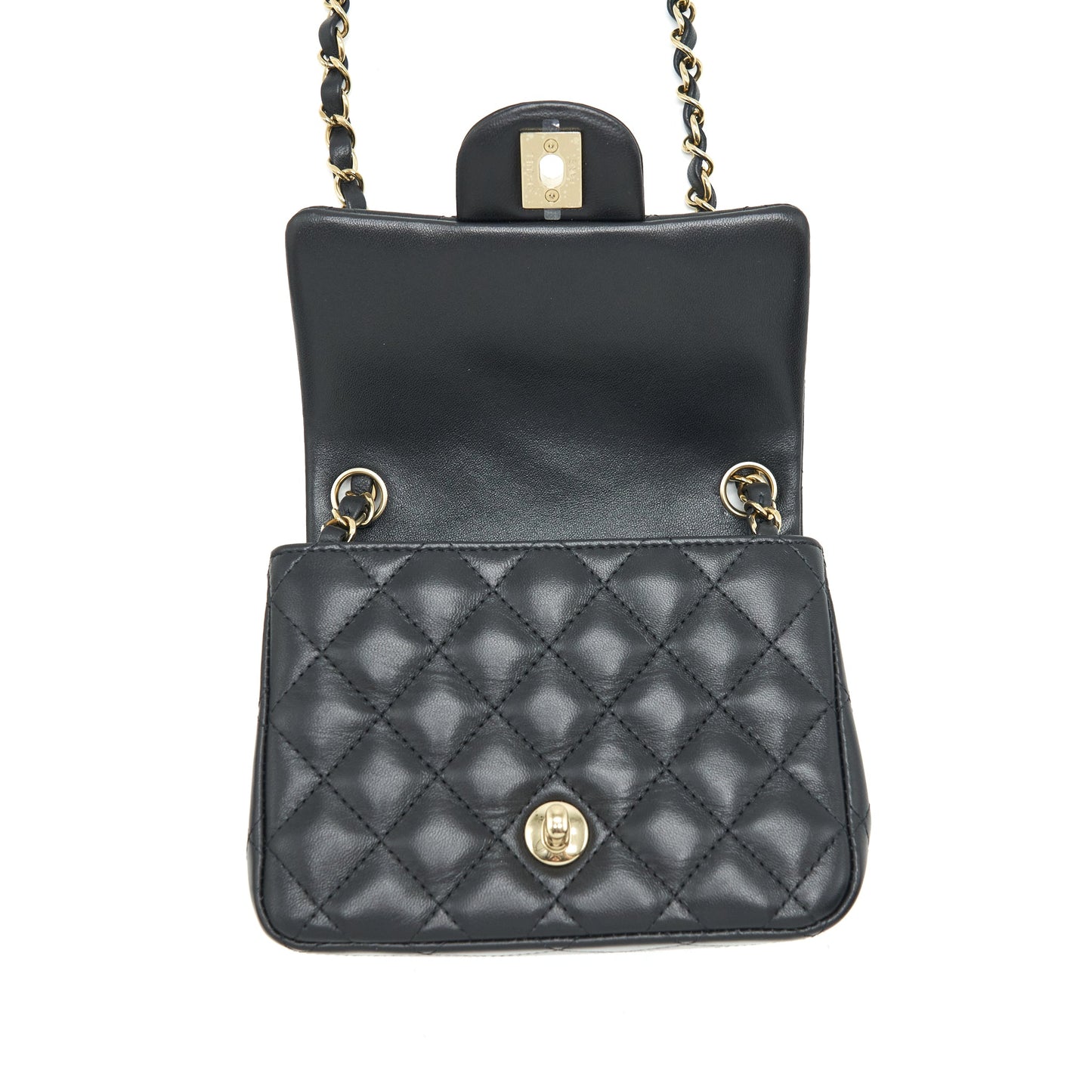 Chanel Mini Square Flap Bag Lambskin Black L