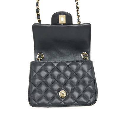 Chanel Mini Square Flap Bag Lambskin Black L