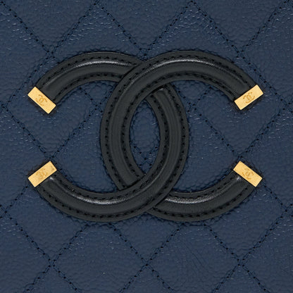 Chanel Medium Filigree Vanity Camera Bag Caviar Blue/Black