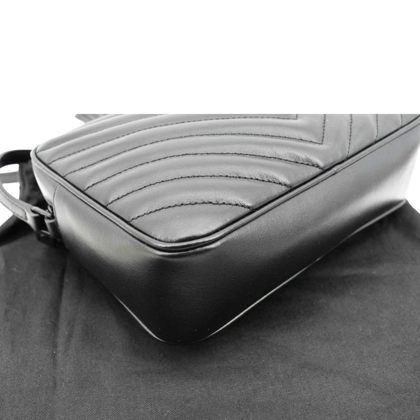 YVES SAINT LAURENT Lou Chevron Leather Camera Crossbody Bag Black