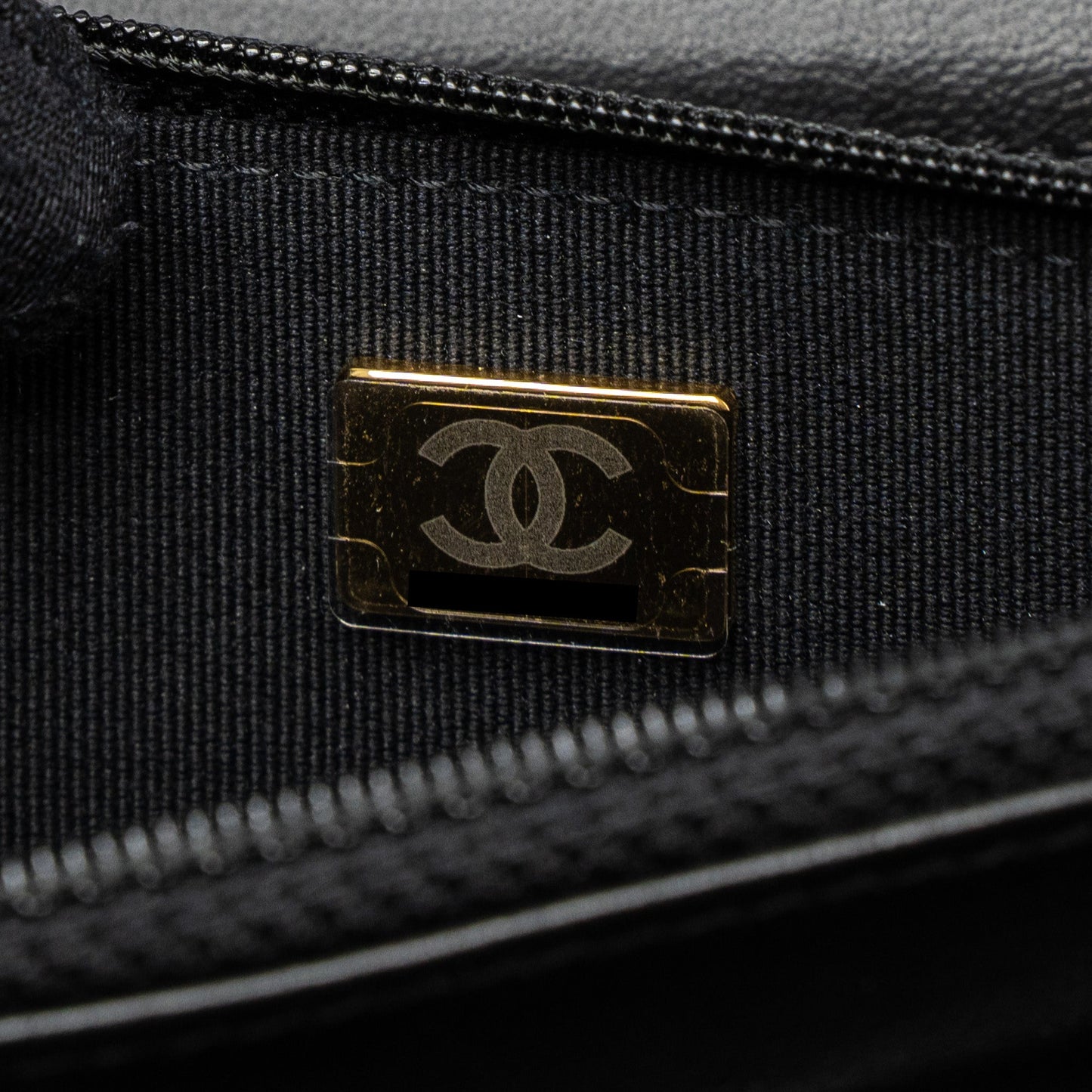 Chanel Detail Top Handle Wallet On Chain Lambskin Black Brushed  (Microchip)