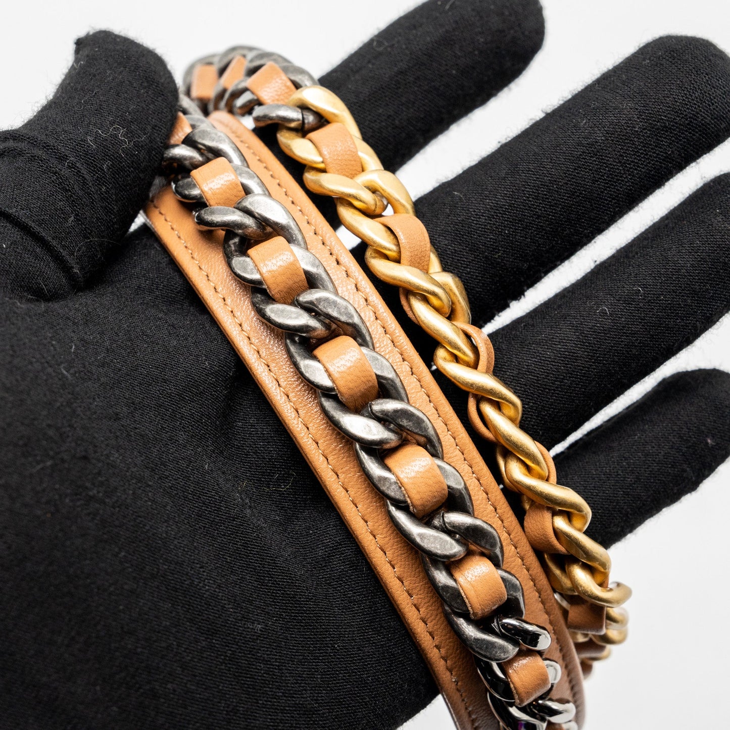 Chanel 19 Round Clutch with Chain Lambskin Caramel Multicolour Hardware (microchip)
