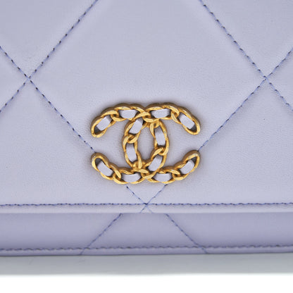 Chanel 19 Wallet On Chain Lambskin Light Purple